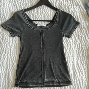Project Social T Dark Gray Scoop Neck Tee